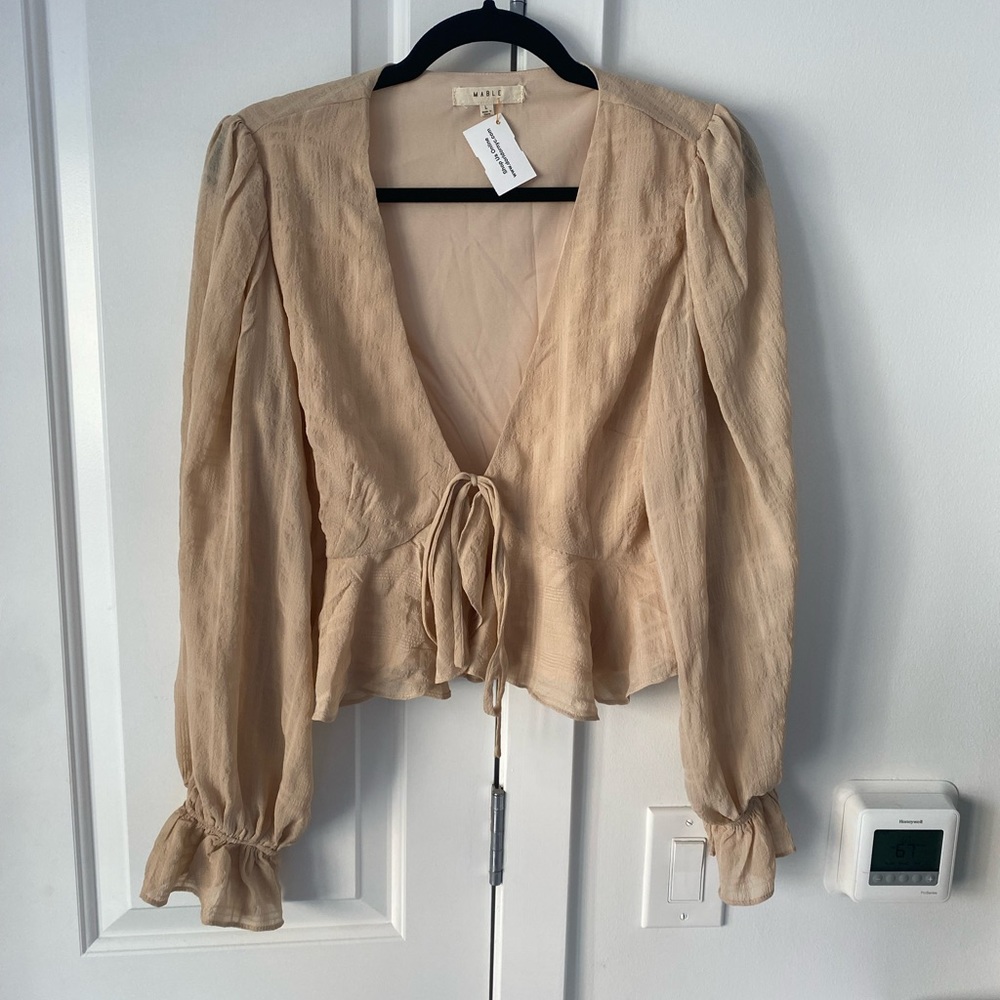 Mable Long Sleeve Tie Crop Top | Large